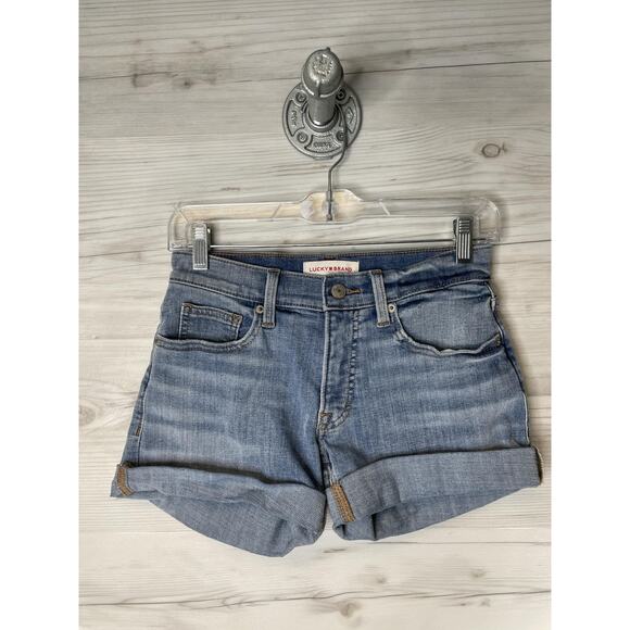 Lucky Brand Pants - Lucky Brand Shorts Womens 00 24 Blue Jean Denim Cuffed Roll Up Stretch Casual‎